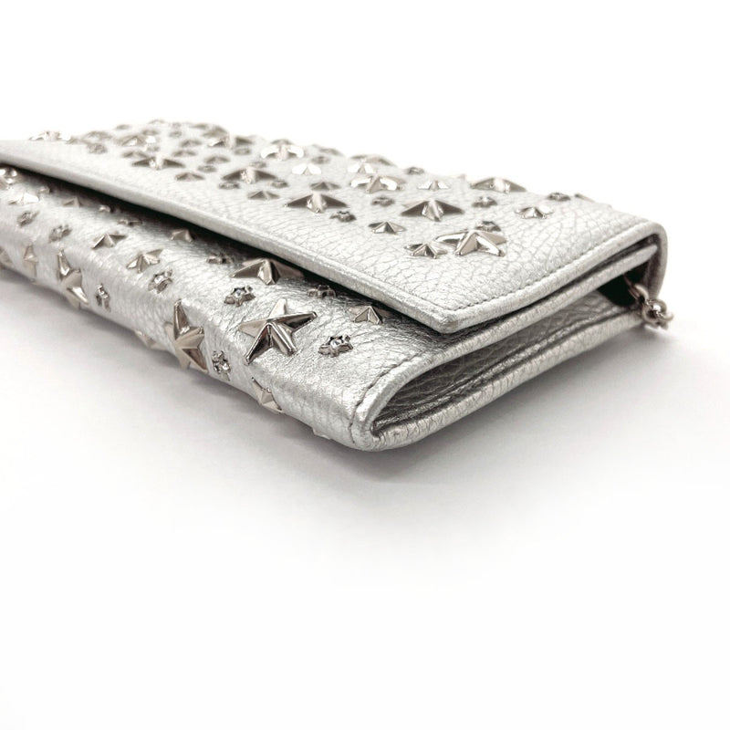JIMMY CHOO purse Chain wallet Star studs leather Silver Women Second hand