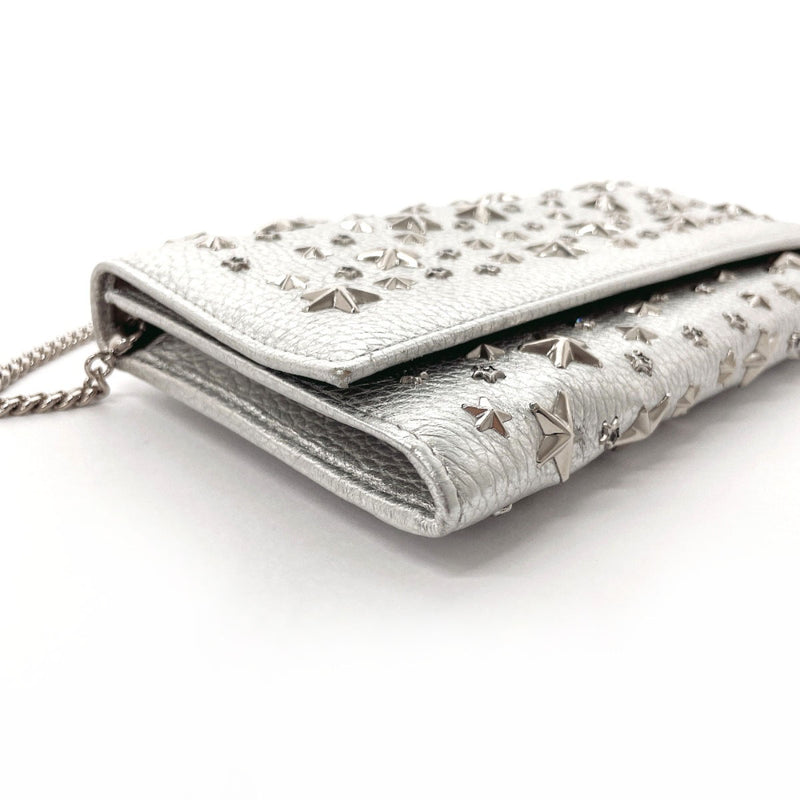 JIMMY CHOO purse Chain wallet Star studs leather Silver Women Second hand