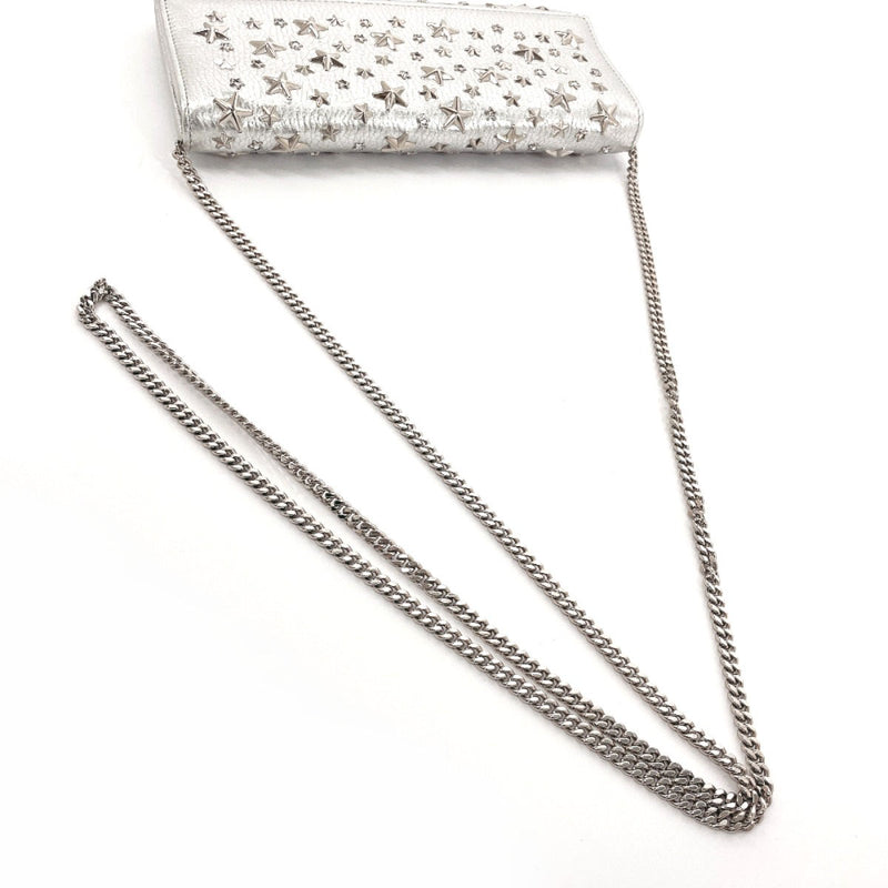 JIMMY CHOO purse Chain wallet Star studs leather Silver Women Second hand