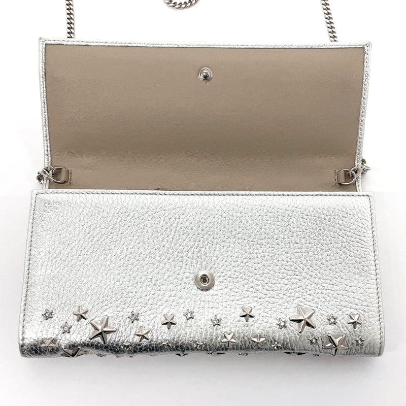 JIMMY CHOO purse Chain wallet Star studs leather Silver Women Second hand