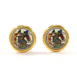 HERMES Earring Emaille Shippo metal gold Women Second hand