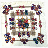 HERMES scarf Carre 90 LES RUBANS DU CHEVAL Horse ribbon decoration silk white Women Second hand
