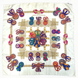 HERMES scarf Carre 90 LES RUBANS DU CHEVAL Horse ribbon decoration silk white Women Second hand