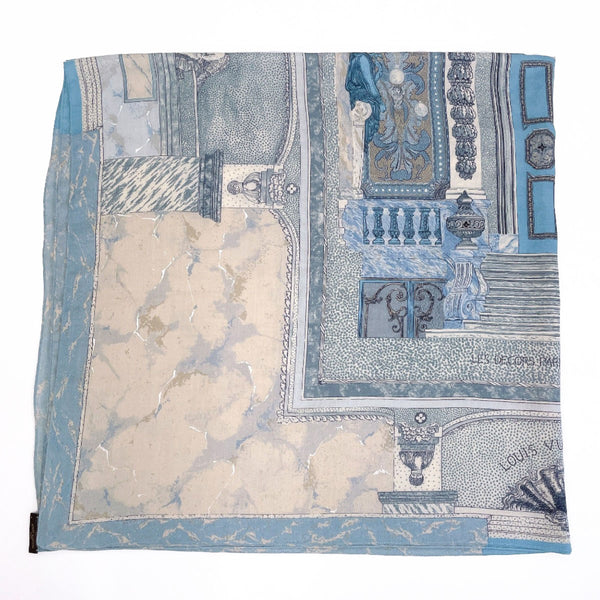 LOUIS VUITTON scarf 19th century Paris decoration LES DECORS PARISIENS AU XIX SIECLE cashmere/silk blue Women Second hand