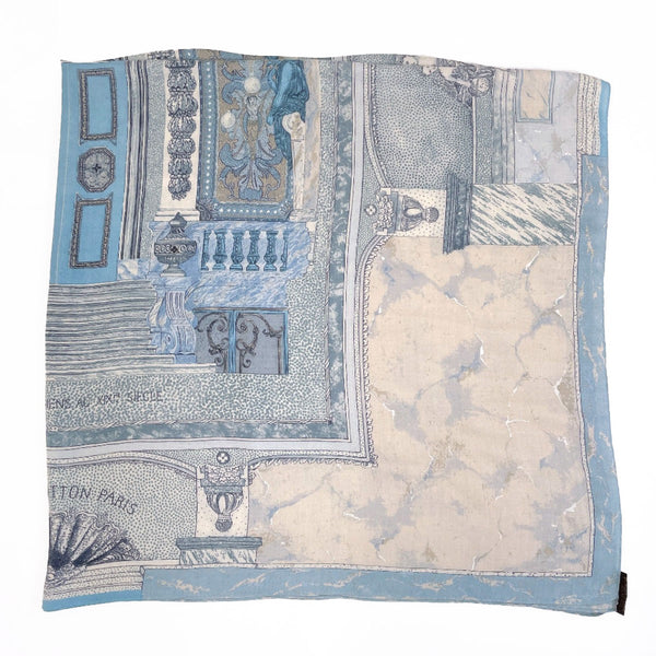 LOUIS VUITTON scarf 19th century Paris decoration LES DECORS PARISIENS AU XIX SIECLE cashmere/silk blue Women Second hand