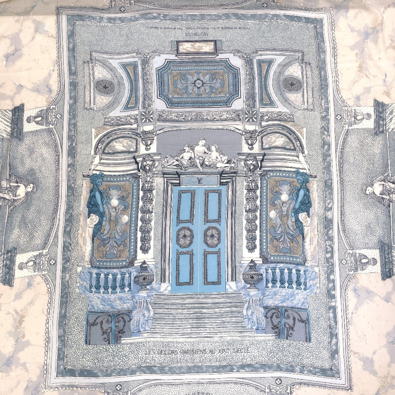 LOUIS VUITTON scarf 19th century Paris decoration LES DECORS PARISIENS AU XIX SIECLE cashmere/silk blue Women Second hand
