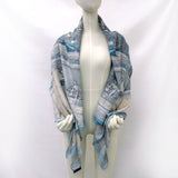 LOUIS VUITTON scarf 19th century Paris decoration LES DECORS PARISIENS AU XIX SIECLE cashmere/silk blue Women Second hand