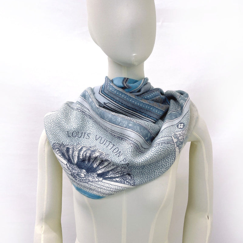 LOUIS VUITTON scarf 19th century Paris decoration LES DECORS PARISIENS AU XIX SIECLE cashmere/silk blue Women Second hand