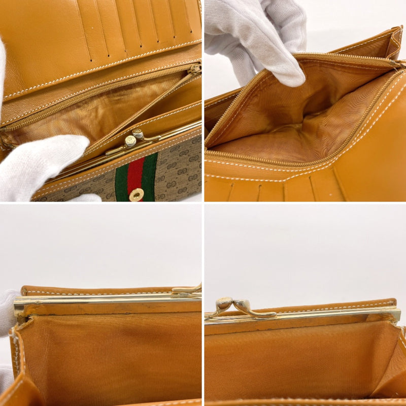 GUCCI purse 035・150 Sherry line GG Supreme Canvas/leather Brown Women Second hand