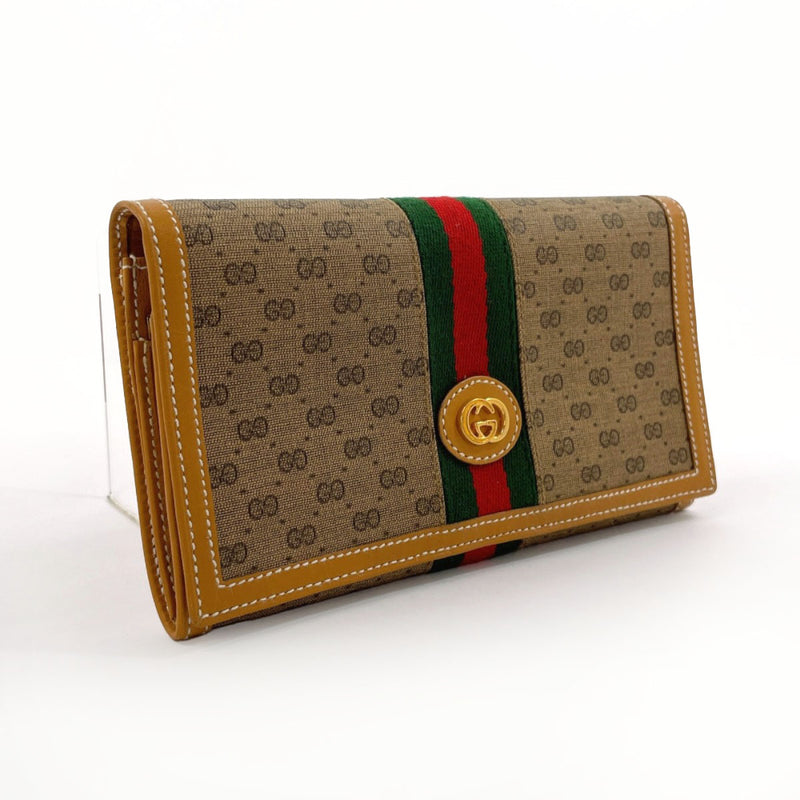GUCCI purse 035・150 Sherry line GG Supreme Canvas/leather Brown Women Second hand