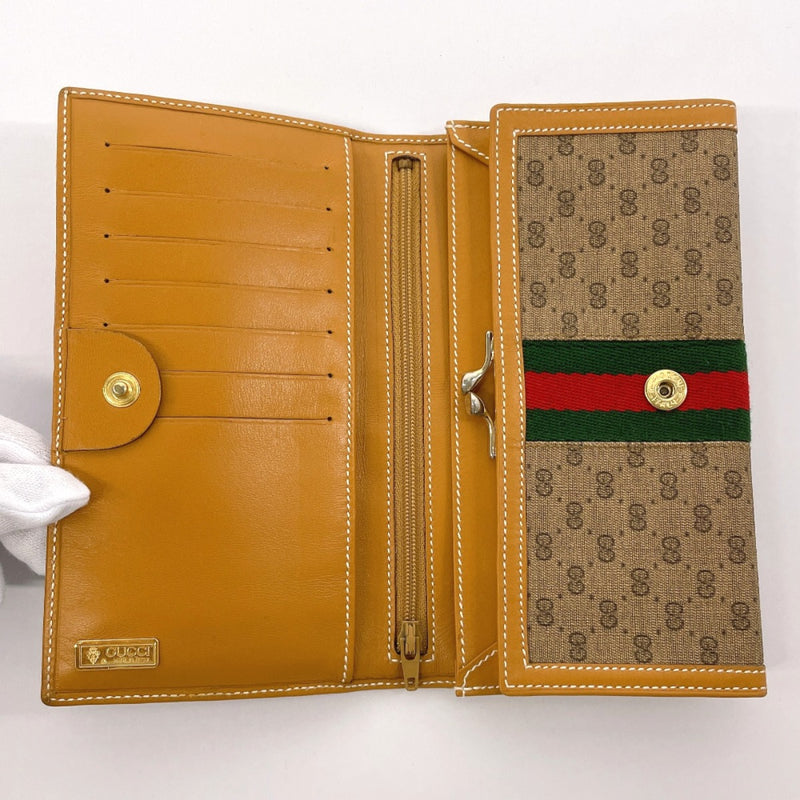 GUCCI purse 035・150 Sherry line GG Supreme Canvas/leather Brown Women Second hand