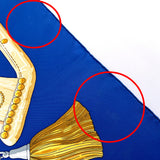 HERMES scarf Carre 90 AUX CHAMPS Field silk blue Women Second hand
