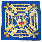 HERMES scarf Carre 90 AUX CHAMPS Field silk blue Women Second hand