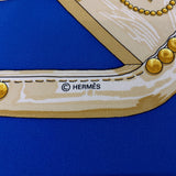 HERMES scarf Carre 90 AUX CHAMPS Field silk blue Women Second hand