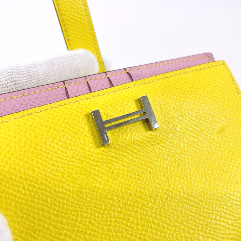 HERMES wallet bearn compact Verso Epsom yellow DCarved seal Women Second hand