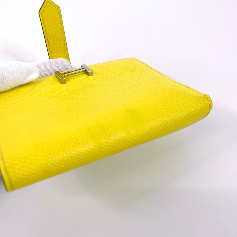 HERMES wallet bearn compact Verso Epsom yellow DCarved seal Women Second hand