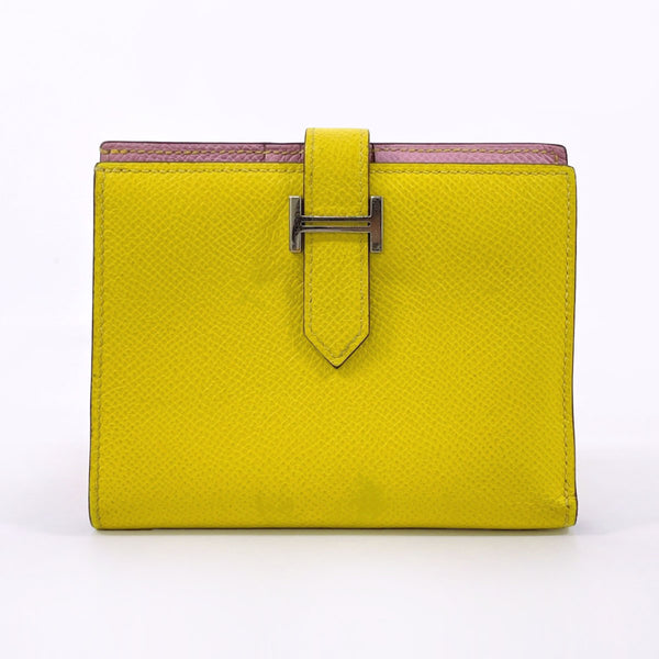 HERMES wallet bearn compact Verso Epsom yellow DCarved seal Women Second hand