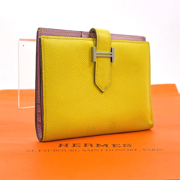 HERMES wallet bearn compact Verso Epsom yellow DCarved seal Women Second hand