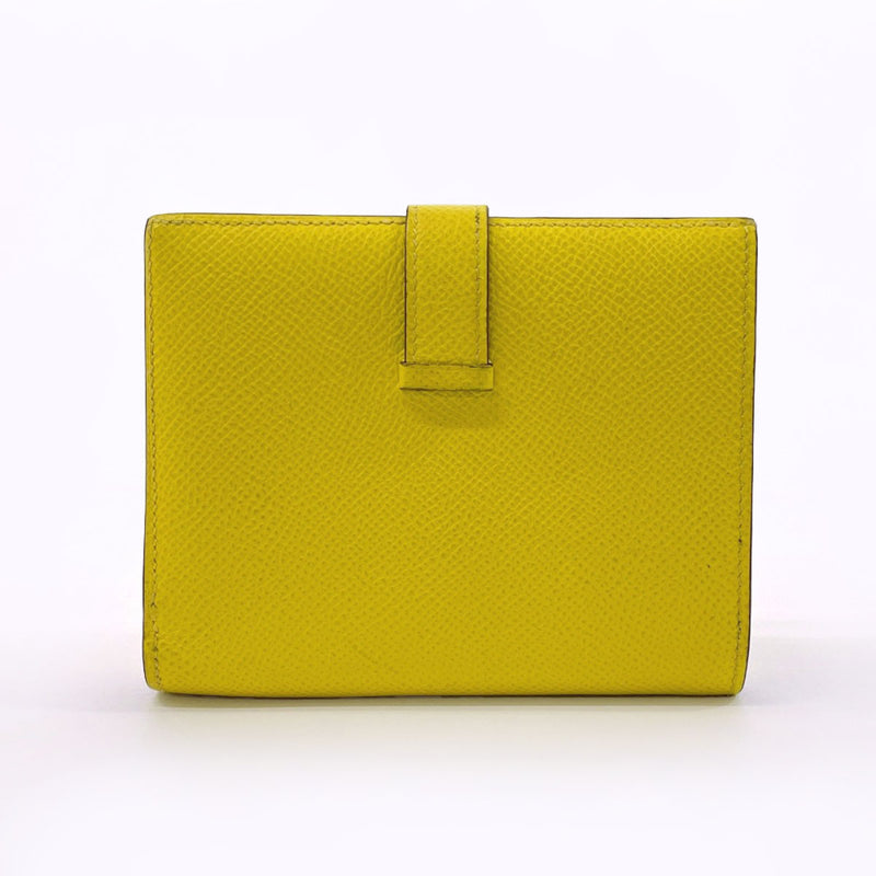 HERMES wallet bearn compact Verso Epsom yellow DCarved seal Women Second hand
