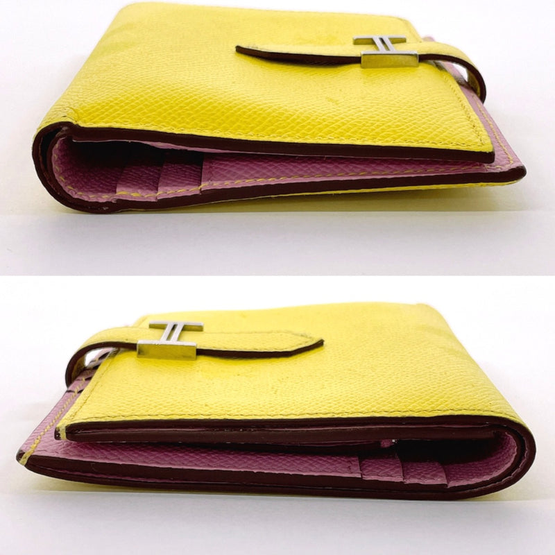 HERMES wallet bearn compact Verso Epsom yellow DCarved seal Women Second hand