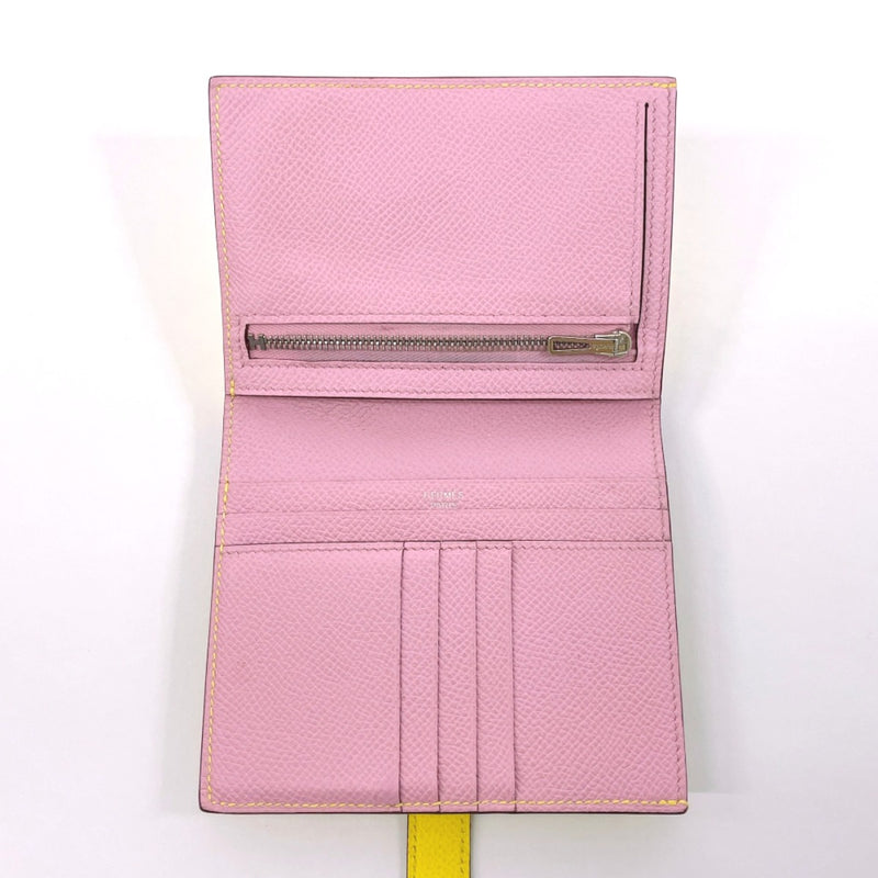 HERMES wallet bearn compact Verso Epsom yellow DCarved seal Women Second hand