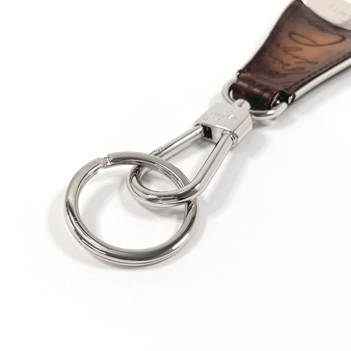Berluti key ring Shoehorn Charm Calligraphy metal/leather Silver