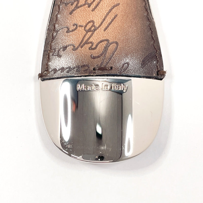 Berluti key ring Shoehorn Charm Calligraphy metal/leather Silver unisex Second hand
