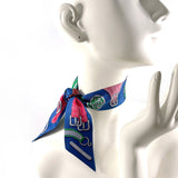HERMES Twilly HARNAIS DES PRESIDENTS silk blue Women Second hand