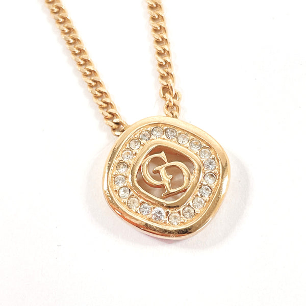 Christian Dior Necklace CD logo metal/Rhinestone gold Women Second hand