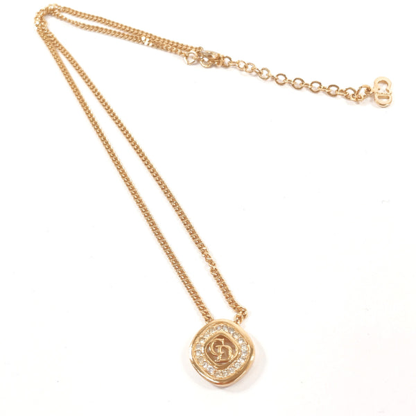 Christian Dior Necklace CD logo metal/Rhinestone gold Women Second hand
