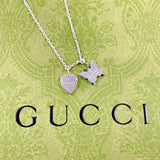 GUCCI Necklace 223983 J8400 8106 Butterfly and heart motif Silver925 Silver Women Second hand