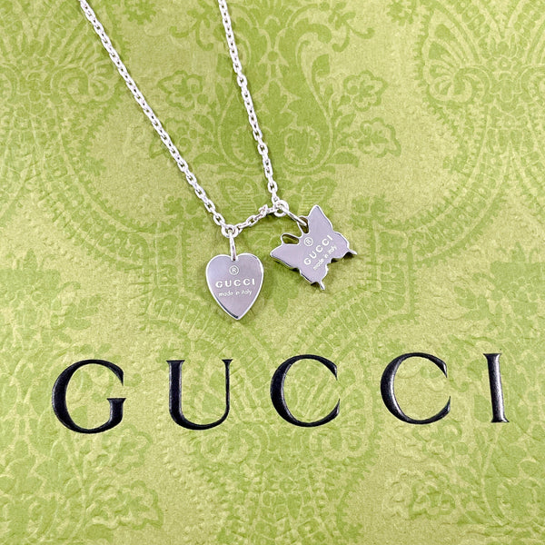 GUCCI Necklace 223983 J8400 8106 Butterfly and heart motif Silver925 Silver Women Second hand