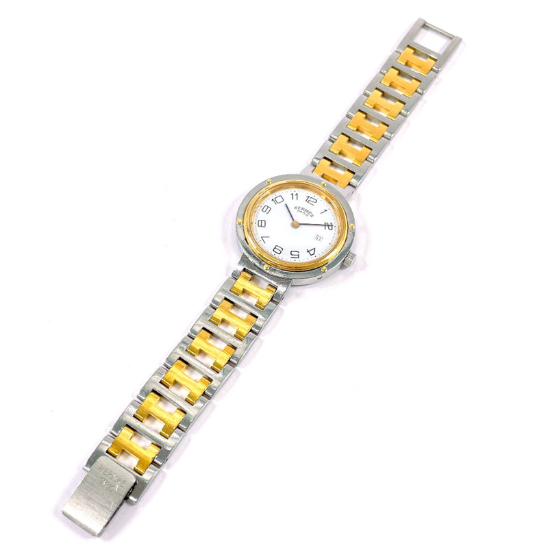 HERMES Watches Clipper Stainless Steel/Gold Plated Silver Silver Women Second hand