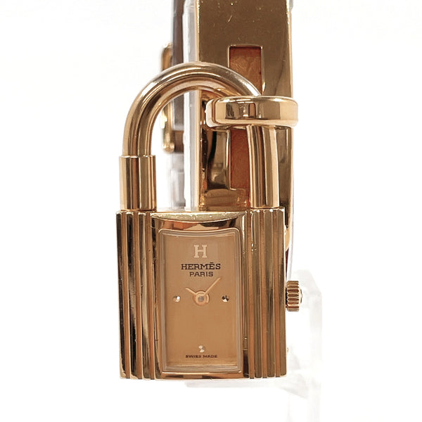 HERMES Watches Kelly watch Gold Plated/leather gold gold 〇VCarved seal Women Second hand