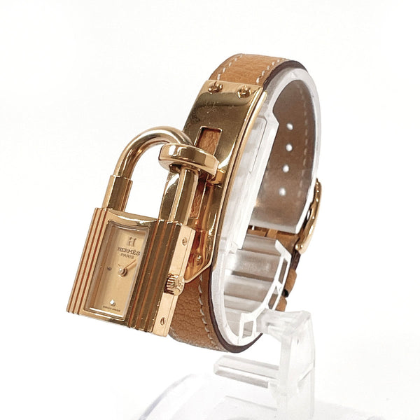 HERMES Watches Kelly watch Gold Plated/leather gold gold 〇VCarved seal Women Second hand