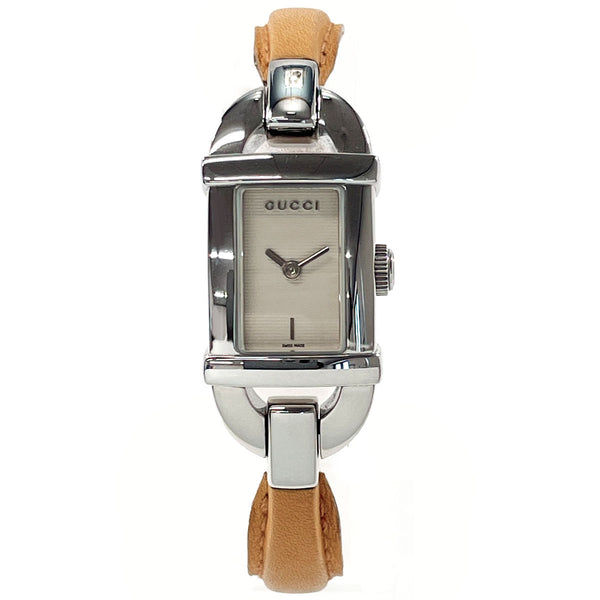 GUCCI Watches 6800L Bangle watch Stainless Steel/leather Silver Silver Women Second hand