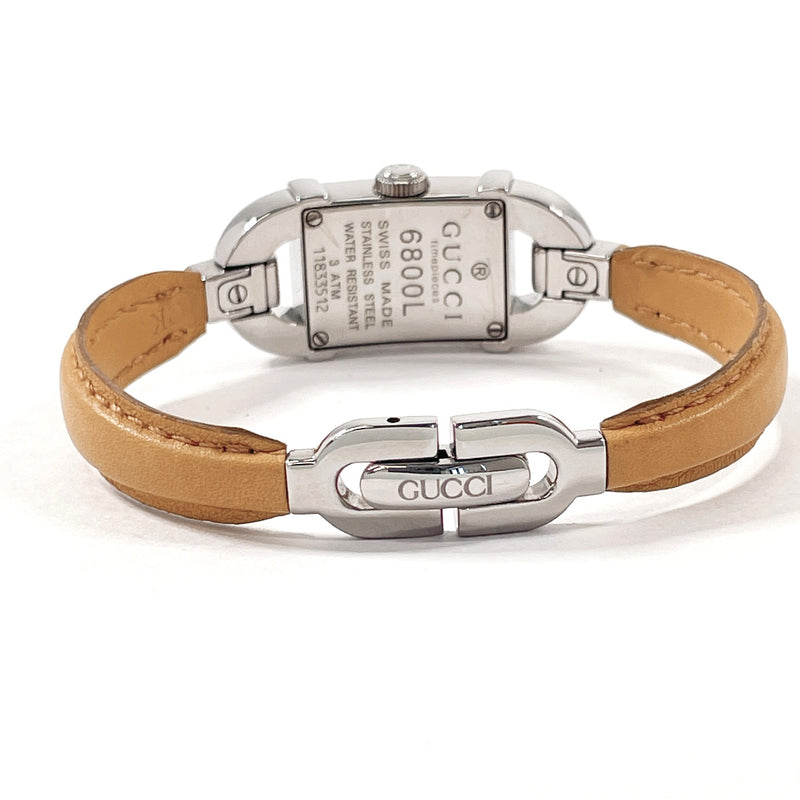 GUCCI Watches 6800L Bangle watch Stainless Steel/leather Silver Silver Women Second hand