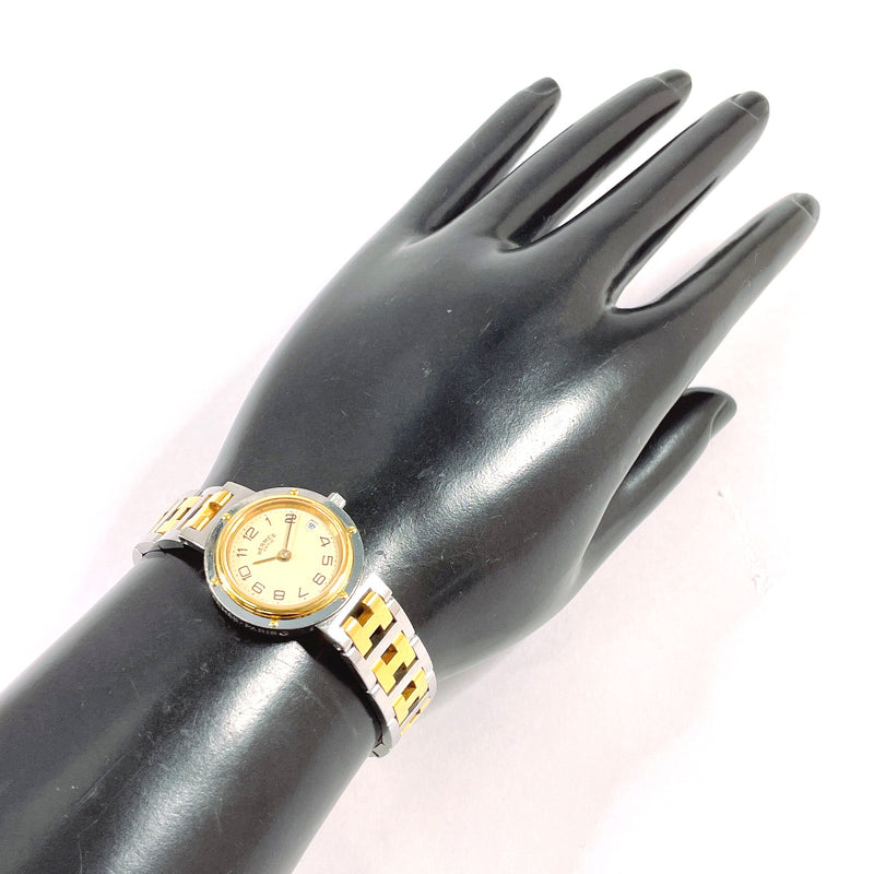 HERMES Watches Clipper Stainless Steel/Gold Plated Silver Silver Women Second hand