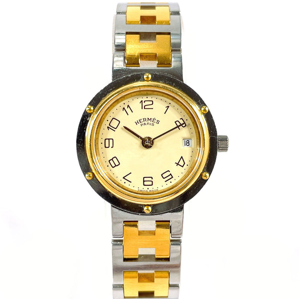 HERMES Watches Clipper Stainless Steel/Gold Plated Silver Silver Women Second hand