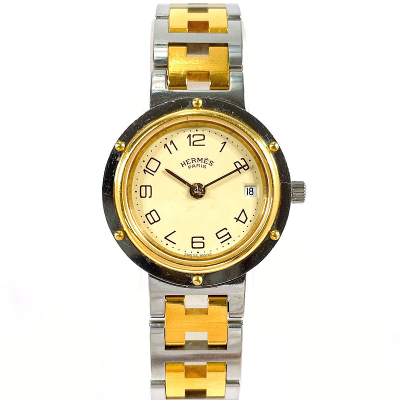 HERMES Watches Clipper Stainless Steel/Gold Plated Silver Silver Women Second hand