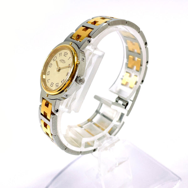 HERMES Watches Clipper Stainless Steel/Gold Plated Silver Silver Women Second hand