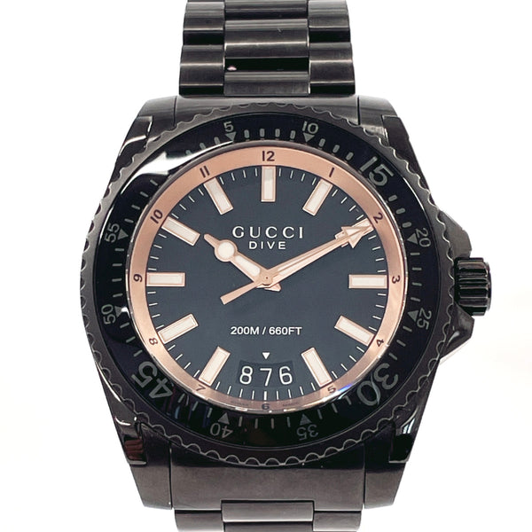 GUCCI Watches YA136213 Dive Stainless Steel/Stainless Steel Black mens Second hand