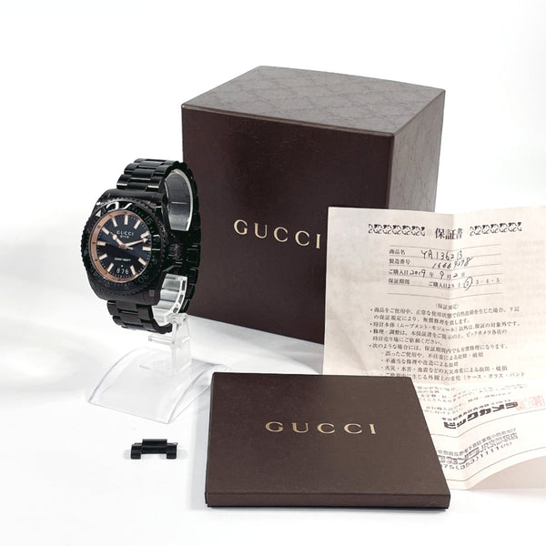 GUCCI Watches YA136213 Dive Stainless Steel/Stainless Steel Black mens Second hand