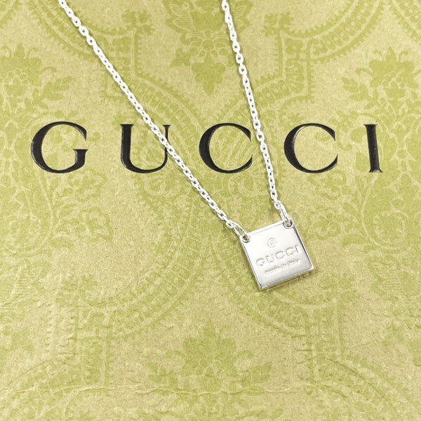 GUCCI Necklace Square with logo Silver925 Silver unisex Second hand
