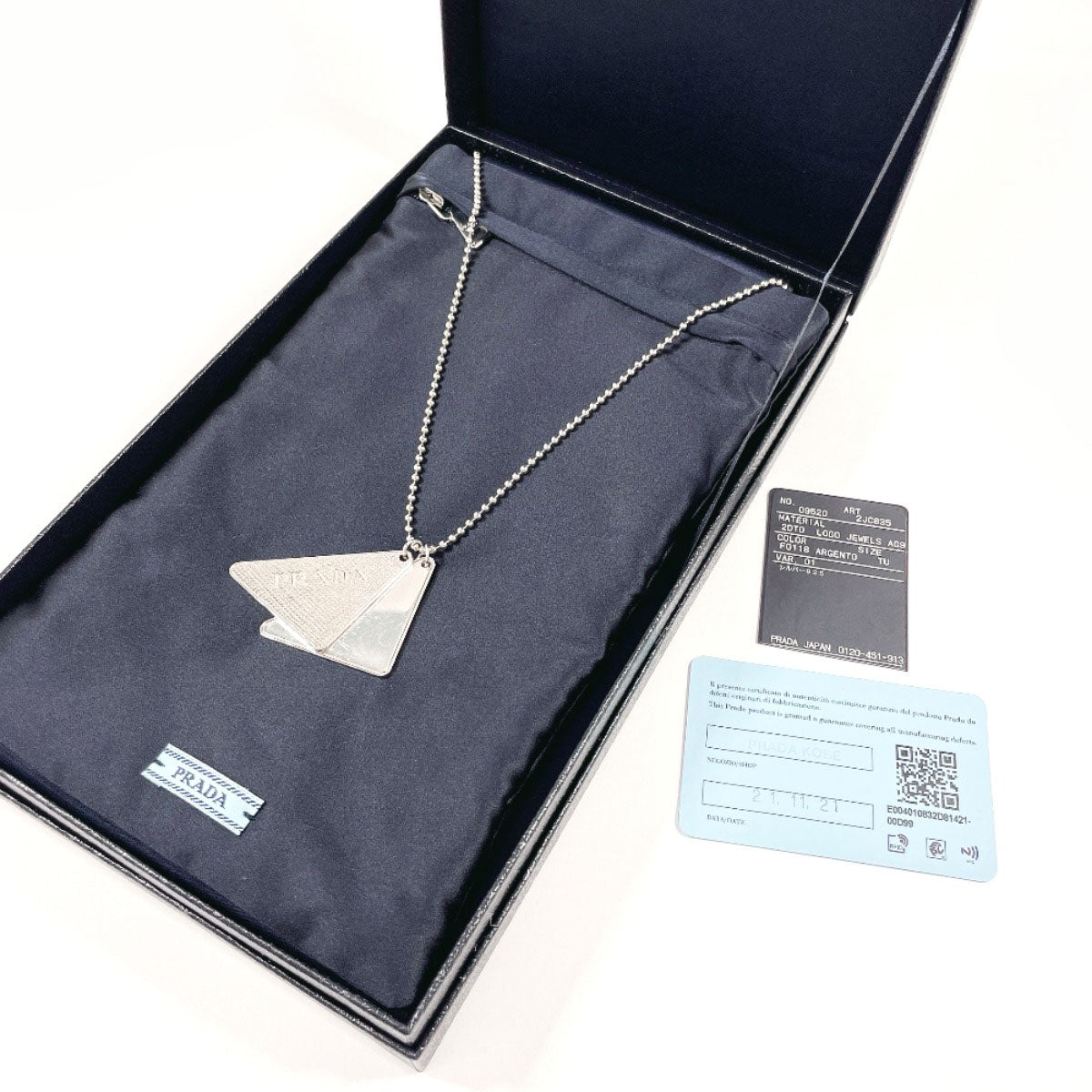 PRADA Necklace 2JC835 Symbol Pendant triangle logo Silver925