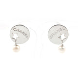 CHANEL Earring Round Plate Logo Star Silver925/Fake pearl Silver Women Second hand