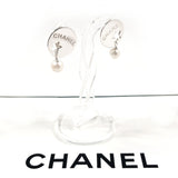 CHANEL Earring Round Plate Logo Star Silver925/Fake pearl Silver Women Second hand