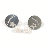 CHANEL Earring Round Plate Logo Star Silver925/Fake pearl Silver Women Second hand