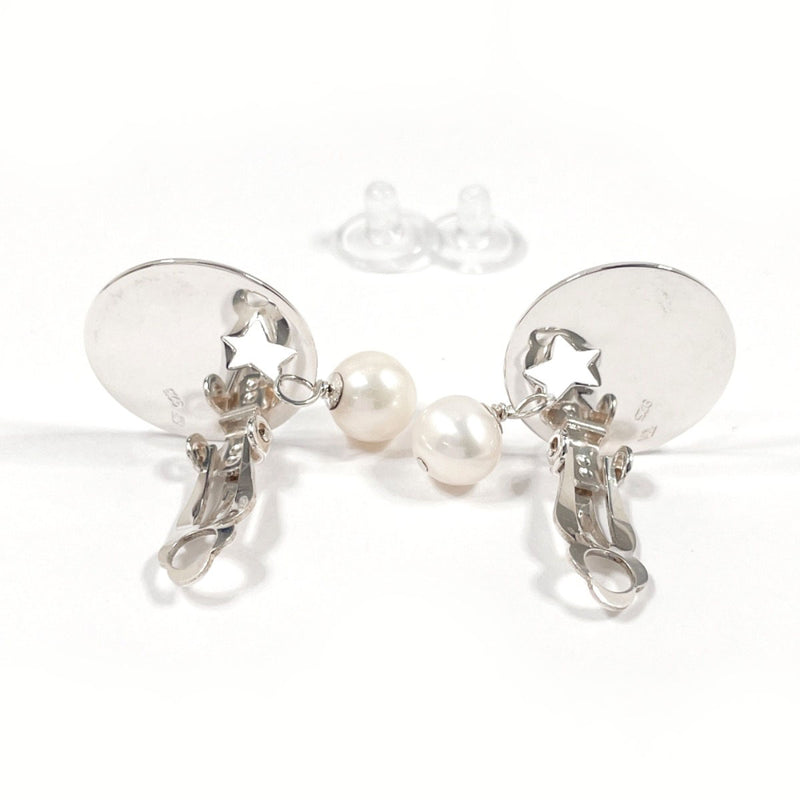 CHANEL Earring Round Plate Logo Star Silver925/Fake pearl Silver Women Second hand
