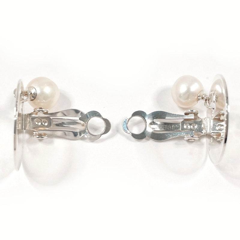 CHANEL Earring Round Plate Logo Star Silver925/Fake pearl Silver Women Second hand